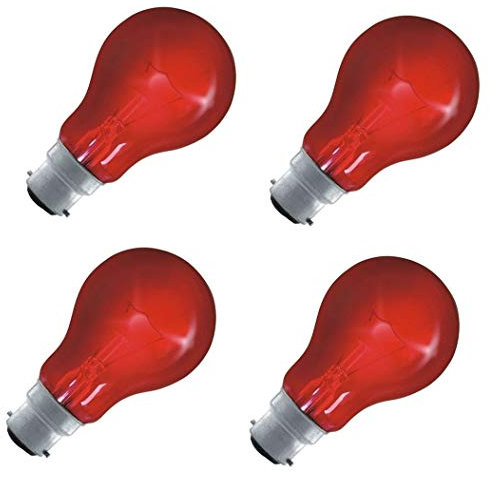 FindASpare Fireglow Light Bulbs 60W BC/B22 Red Glow GLS Incandescent Lamps Pack of 4