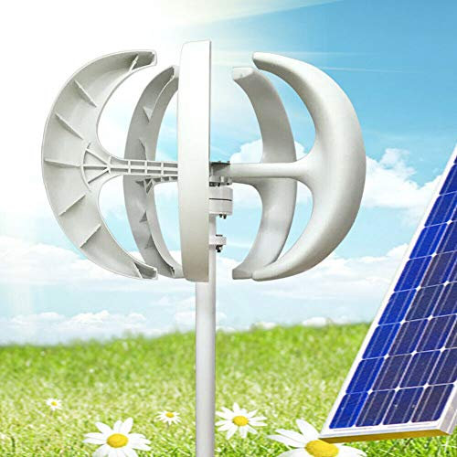 WUPYI2018 Generador Eléctrico Solar Viento Generador, Turbina Eólica 600W 24V Generador Eléctrico Eólico Linterna Blanca Kit Eólico Vertical de 5 Palas Eólica con Controlador Blanco)