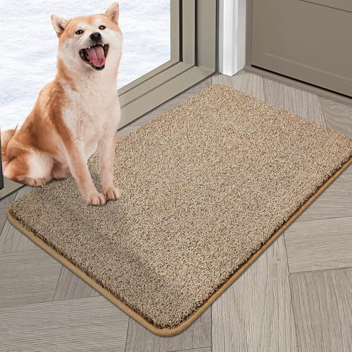 COSY HOMEER Tappeto Ingresso Interno, 50 x 80cm Zerbino Ingresso Esterno Antiscivolo TPR, Lavabile in Lavatrice per Porta D'Ingresso, Corridoio, Cucina, Scala, Beige