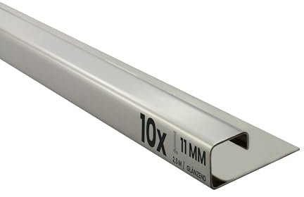 10x Quadrat-Profil Edelstahlschiene Fliesenprofil Fliesenschiene L250cm 11mm glänzend