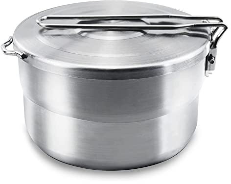 PWPAM Outdoor Cooking Pot Stainless Steel Camping Pan Applicable for Camping Hiking and More Outdoor Activities (1.5L)