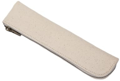 YONBEN Federmäppchen Klein Stifteetui Mäppchen (Beige, Leinwand) | Flaches Design mit Reißverschluss – fasst Stifte, Lineal und Zubehör, ideal für Schule, Uni, Büro und unterwegs.