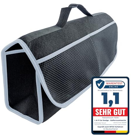 L&P Car Design Car Boot Organiser - Felt Tool Bag Storage Bag with Hook & Loop Fastener (Black-Grey)