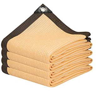 Outdoor Schattiernetz, Sonnenschutznetz 80% Schattennetz mit Ösen Beige Uv Schutz Sonnenschutz Breathable Schatten Netz mit öSen für Terrasse Garten Balkon Pergola (yellow,1x2m/3.28x6.56ft)