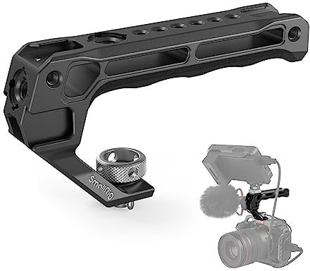 SMALLRIG Top Handle mit 3/8-16 Locating Schraube für ARRI, Grip für Camera Cage, Universal Video Rig mit 5 Cold Shoe Adapter für DSLR Kameras, Leichtgewicht nur 124g (Lite) - 3765