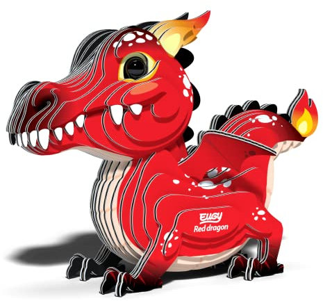 Eugy Red Dragon 3D-Puzzle, 24 Stück, umweltfreundlich, Lernspielzeug-Puzzles für Jungen, Mädchen und Kinder ab 6 Jahren