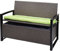 Mendler Poly-Rattan 2er Sitzbank HWC-F39AM, Gartenbank Truhenbank, Staufach Aufbewahrung Sitzkissen - grau-meliert, Kissen grün