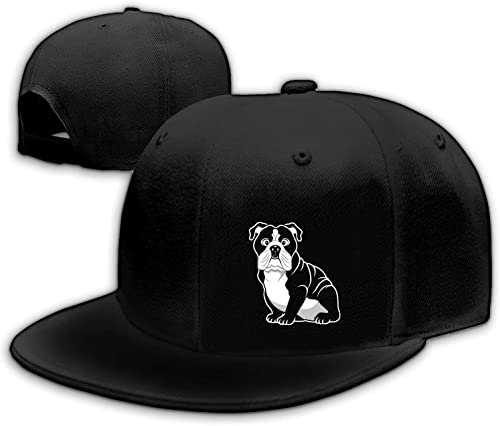 Snap Rucksack Hut für Herren Skull Hat Snapback Hüte Flat Bill Baseball Cap Verstellbar Skelett Hand Schwarz, Französische Bulldogge, 1