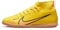 NIKE Jr. Mercurial Superfly 9 Club Ic Little/Big Kids' Indoor/Court Soccer Shoes, Yellow Strike Sunset Glow, 1 UK