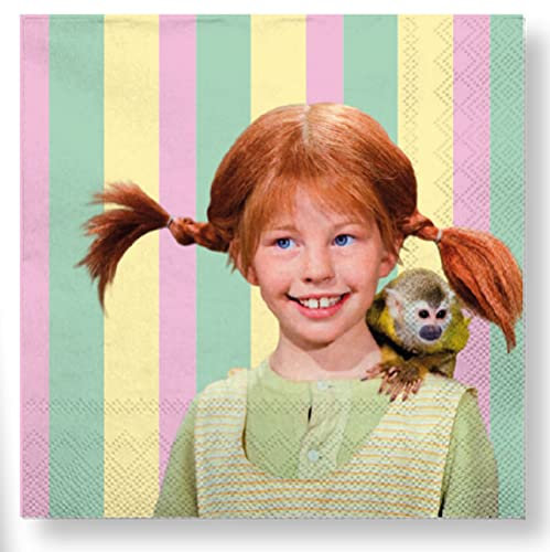 Pippi Langstrumpf-Servietten 20 Stück // Pippi Langstrumpf Partyzubehör // Pippi Langstrumpf Dekoration