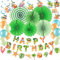 Easy Joy Summer Hawaiian Tropical Party Decorations Green Paper Fans Happy Birthday Banners Summer Balloons Swirls Party Supplies