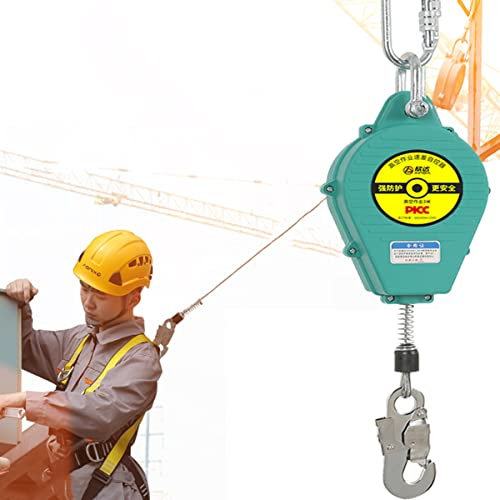 BASICM Absturzsicherung Mit Einziehbarem Fallschutz Mit Legierungshaken Und 3,5-mm-Drahtseil, Hochfestes Werkzeug-Verbindungsmittel Mit Selbsteinziehender Rettungsleine Für Den Hochbau(Size:30M)