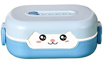 MAAFRI Bento Box Cute Leak Proof Bento Lunch Box Food-Safe Materials Dishwasher Safe for Work Picnic School (Blue)