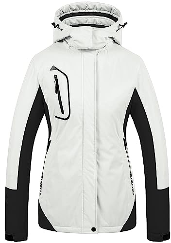 CREATMO US Damen Mountain Wasserdichte Skijacke Winddichte Snowboardjacke Warm Wintermantel Regenmantel