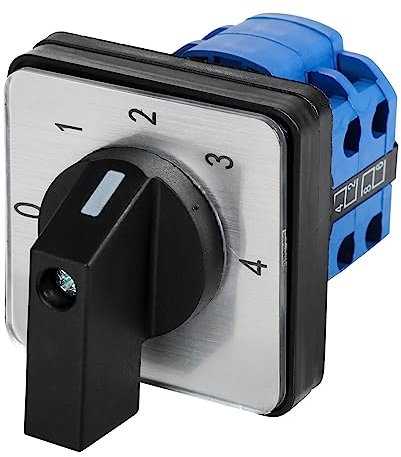 Jadeshay Conmutador Rotatorio, 20A Interruptor de Cambio Universal para Selector de Levas, LW26-20/2 690V 5 Posiciones 8 Terminales CE, ON-Off-ON