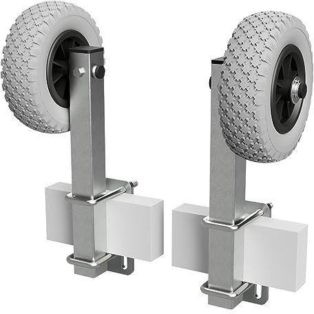 1 Paar Sliprollen mit Stütze Sliphilfe Bootstrailer PU-Reifen RKSID-200-PU, Ø 200 mm, grau/schwarz