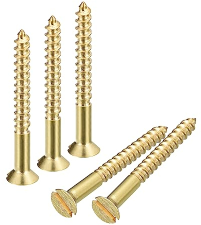 sourcing map 50pcs Laiton Bois Vis M3 x 30mm pour Travail Bois Meubles | Fente Entraînement Plat Tête Auto Taraudage Vis Tête Fraisée