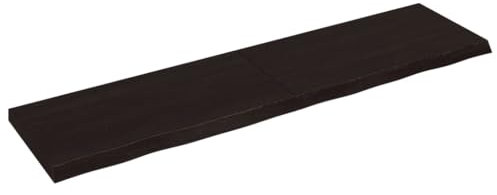 vidaXL Wandregal, Holzregal Regal Handgefertigt mit Baumkante, Wandboard Regalbrett Scharnierdesign, Bücherregal Hängeregal, Dunkelbraun 200x50x(2-6) cm Massivholz Eiche Behandelt