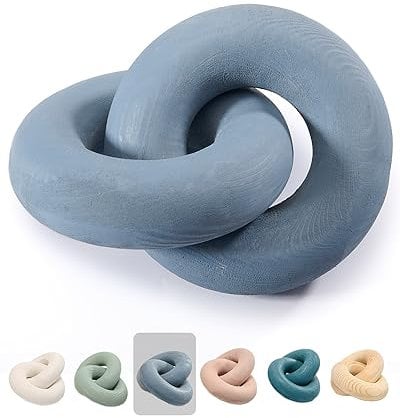 baqor Wood Knot Decor Chain Link - Coffee Table Shelf Office Entryway Decorative Object Wooden Knot Sculpture Rustic Accents Modern Boho Celtic Home Living Room Farmhouse