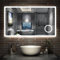 Bluetooth Bathroom Mirror with LED Lights, Magnifying 1200x700mm Bathroom Mirrors with Dimmable 3 Colors, Clock, Demister Pad, Anti-fog, Illuminated Wall Mounted Vanity Mirror Horizontal/Vertical