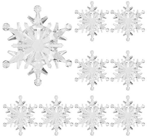 MAGICLULU 50 Stück Winterlicher Baumschmuck Weihnachtsbaumanhänger Christbaumschmuck Weihnachtsbaumschmuck Schneeflockengirlande Weihnachtsbaumspitze Klarer Acryl Kristall Kranz