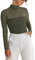 REORIA Women Fall Sexy Mock Turtle Neck Long Sleeve Sheer Mesh Slim Fit Ruched Trendy Going Out Leotard Bodysuits Tops Grey Green Medium