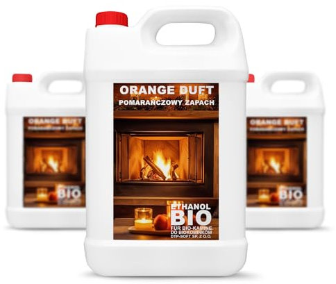 3 x 5 litros de bioetanol Premium 100% para alcohol para chimenea (aroma a naranja, 15 L)