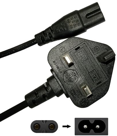 Fastronics® 2 Pin Mains Power Lead Fig Figure 8 Cable Compatible with PS4 PS5 Xbox Samsung Panasonic JVC Philips LG Sharp Sony TV Canon Pixma HP Brother Printer Asus Toshiba Laptop Charger UK (5M)