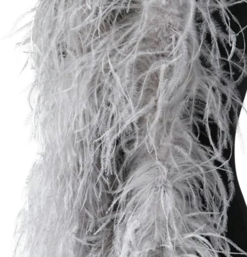 Capas Boa De Plumas De Avestruz Multicolor Mantón De Plumas De Avestruz Esponjoso Adornos DIY Ropa De Fiesta De Boda Costura Manualidades Decorativas-Gris Claro-6 Capas 0,5 Metros