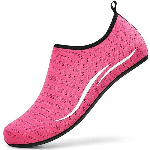 RUOMU Scarpe Scoglio Donna Water Shoes Scarpette per Scogli Scarpe per Mare Antiscivolo Scarpe Spiaggia Scarpe Acquatiche per Sport Acquatici Parco Acquatico.(Rosa Scuro,37 EU)