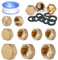 Amentalove 9Pcs Tappo per Tubo in Ottone,Tappo 1/2 Femmina con Guarnizione,Tappo Femmina 3/8 1/2 3/4 1 in,Tappi per Tubi Esagonali in Ottone,Tappi di Scarico Della Lavatrice con Scatola Portaoggetti
