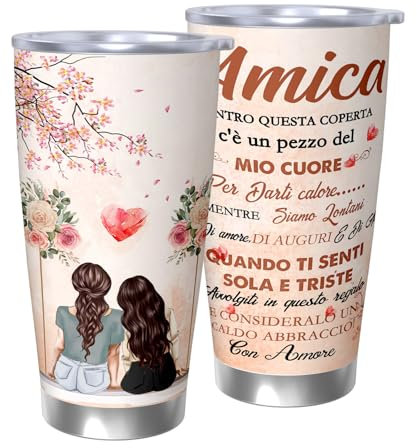 Whimsio Regalo Amica, Idee Regalo Donna Amica,Regalo Migliore Amica Compleanno Mug Termica, Anniversario Natale Regali Originali per Amiche Sorella Donna Tazza Termica da Viaggio 20oz