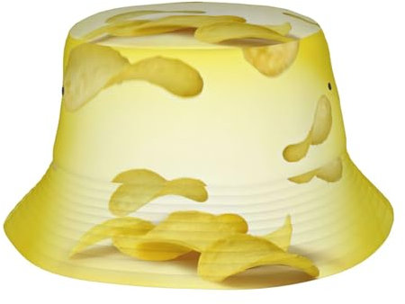 Potato Chips Fischerhut Bucket Hats Potato Chips Cap Reise Strand Sonnenhut für Männer Frauen Schwarz Schwarz Einheitsgröße, Schwarz, Einheitsgröße