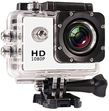 Yaoliucp Sport Camera HD 1080P Underwater Waterproof Portable Action Camera DV Recorder Kit for Travelling Outdoor Cycling Diving Skiing Gliding Enthusiasts White, Sports Action Camera