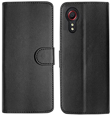 AMAZE!UK Phone Case Galaxy xcover 7 Leather Flip Wallet Slim Book Magnetic Stand Phone Cover xcover (Black, Galaxy Xcover7)