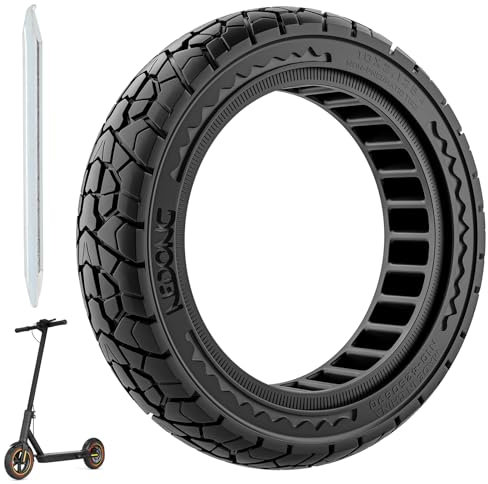 OUXI 10X2.125 Off Road Reifen für Elektroroller Ninebot F20/F30/F40/F65, 10 Zoll Vollgummireifen für Vorder- und Vollgummireifen für Elektroroller Tubeless(Schwarz 1Stück)