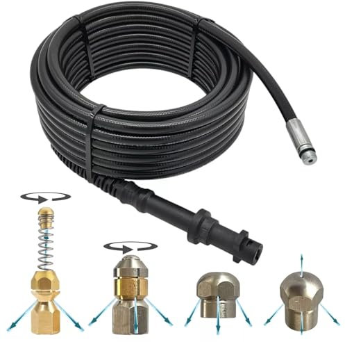 15m Rohrreinigungsschlauch für/kompatibel zu Kärcher Home K2 K3 -K7 ROHRREINIGUNGSSET Spirale (Rotor- Spiral- Raketen & Bohrstrahldüse)