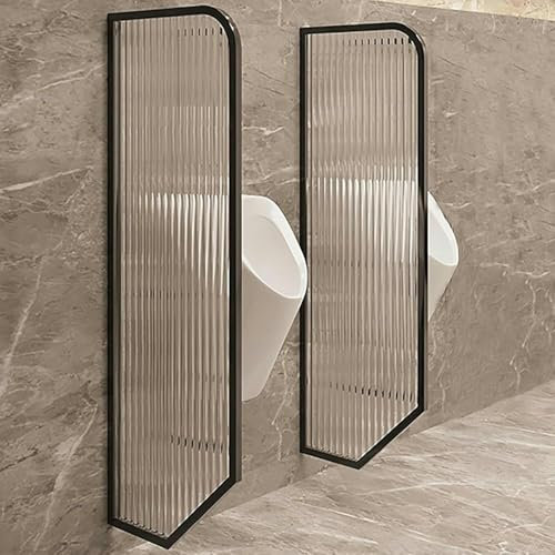 Urinal Screen Toilet Partition,Mens Urinal Privacy Screen,Wall-Mounted Urinal Partition Extender Room Separating Divider,Translucent Glass Panel Stainless Steel Frame For Public Space Hotel Restroom~/