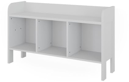 VitaliSpa Kindersitzbank Ajaton, Weiß, 107.2 x 63.8 cm | mit Spielzeugregal und 3 offenen Fächern zur Aufbewahrung