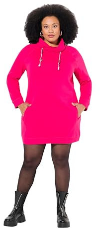Ulla Popken Damen große Größen Übergrößen Plus Size Sweatkleid, Stehkragen, Langarm, Taschen rot pink 50+ 825247540-50+