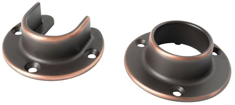 Cosnys 1 Paar robuste, ölgeriebene Bronze-Zink-Schrankstangenend-Stangenendstütze, Flanschstangenhalter-Set, Wandhalterung, Rohrhalterung mit Schrauben für Schrank, Kleiderschrank, Duschvorhangstange