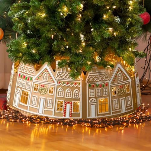 Collare per albero di Natale a LED per la casa di pan di zenzero, base per albero di Natale in PVC, base a LED per albero di Natale, collare per albero di Natale, illumina il collare per albero di