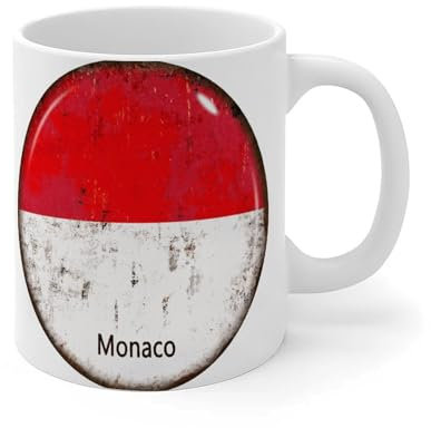 Monaco Kaffeetassen, 325 ml, internationale Flagge, Banner, Neuheit, Kaffeetassen, Tassen, Geschenk für Freunde, Kollegen, Chef, Mitarbeiter, Erwachsene, Keramik, Weiß