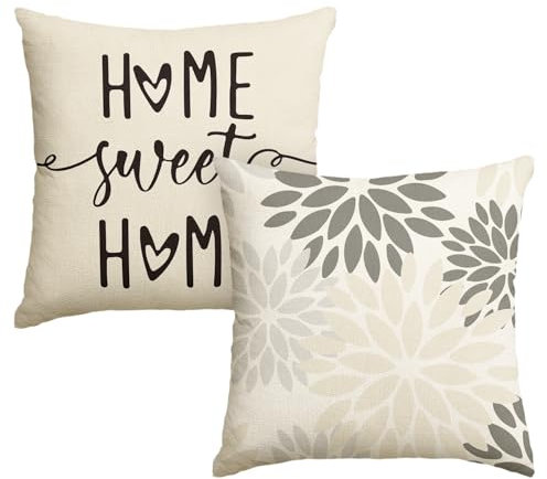 Artoid Mode Creame Weiß Dahlien Blumen Kissenbezüge 2er Set, 45x45 cm Frühling Zierkissenbezug Cushion Cover Couch Wohnzimmer Außenbereich Deko
