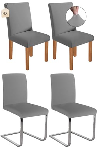 Dmyifan Stretch Stuhlhussen Schwingstühle, Abnehmbarer Waschbarer Stuhlbezüge, Chair Cover für Esszimmer, Hotel, Bankett, Partys Deko, Hochzeit (4, Hellgrau)