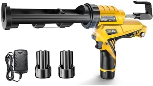 TaskStar Pistola per Silicone, Pistola Elettrica per Silicone con Luce LED, Pistola Professionale da 12 V con 2 Batterie da 2,0 Ah per Riempimento e Sigillatura