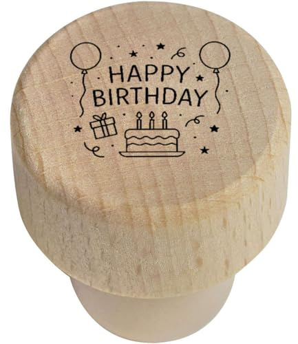 Azeeda 'Happy Birthday' Bottle Stopper - 19mm (BS00032299) | Reusable Wooden Wine Sealer / Cork for Kitchens, Bars and Bottle Gifts