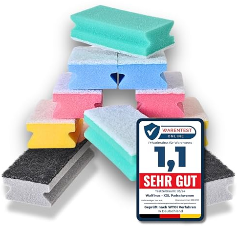 Walfinus Premium XXL 10 erSet Kratzfreie Spülschwamm, Putzschwamm, Reinigungsschwamm, Küchenschwamm, zweiseitige, Scheuerschwamm, 2X Topfreiniger grau, waschbar-60 Grad 15x7x4cm wiederverwendbar