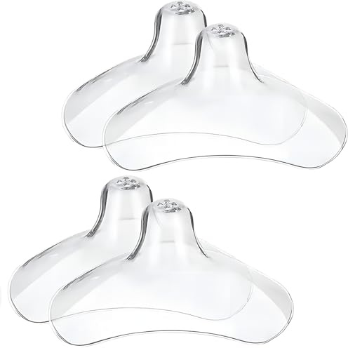 Nipple Shields for Breastfeeding Newborn Nursing Baby (20mm 4-Pack) | Breast feeding Essentials Supplies, Nipple Guards BPA Free Reusable Soft Silicone for Latch Difficulties/Flat/Inverted