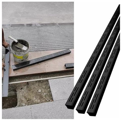 Canale a Pavimento, Kit di drenaggio per canale sottile da 2 pollici x 6,5 piedi, sistema di drenaggio a basso profilo per balcone/patio/gazebo/piscina/terrazza, tubo di grondaia per fognatura strett